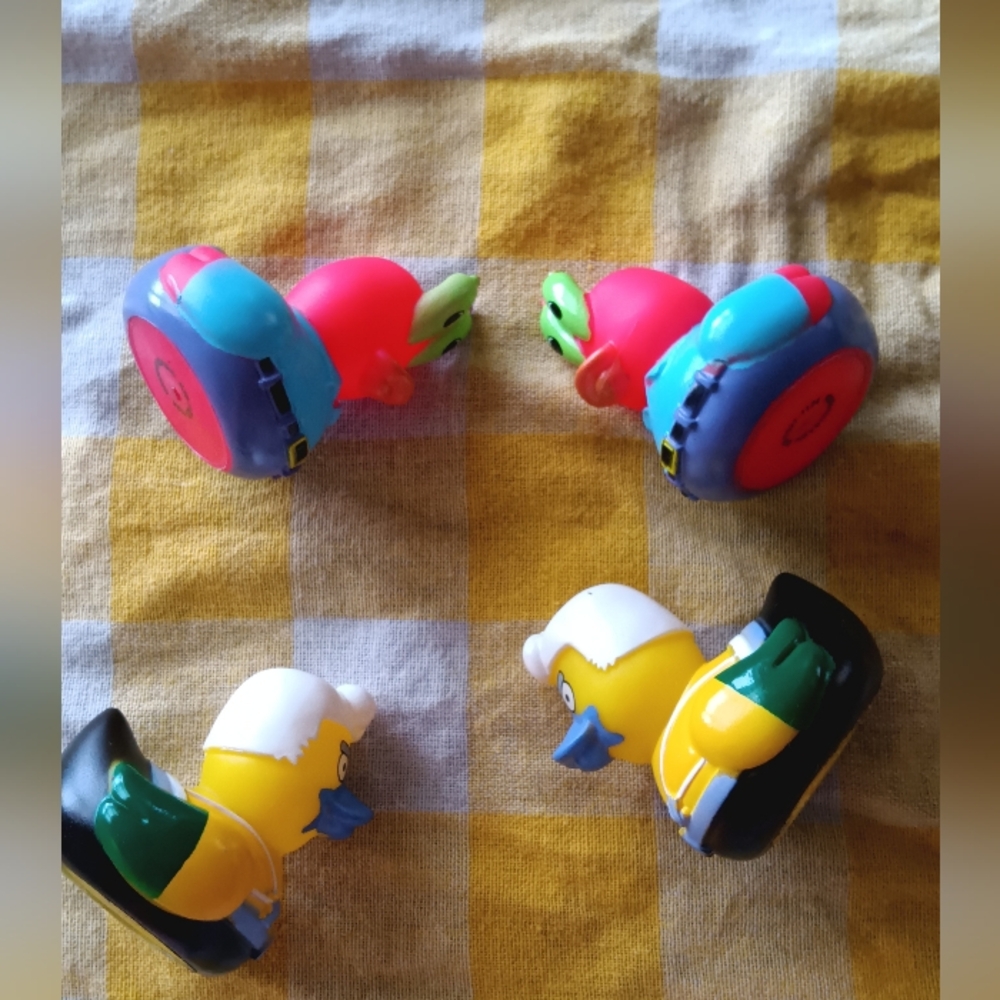 Colorful Bath Duck Toy Set - Yellow, Blue, Pink, Green